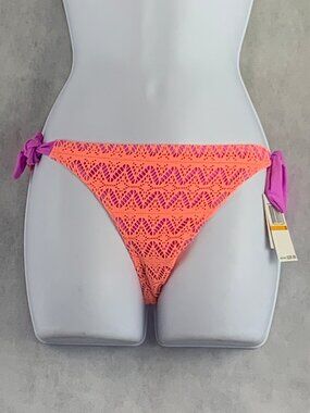 Hula Honey Juniors Side-Tie Bikini Bottom Swimsuit, Orange Purple, Small